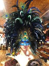 Load image into Gallery viewer, Blue Handmade Feather mask
